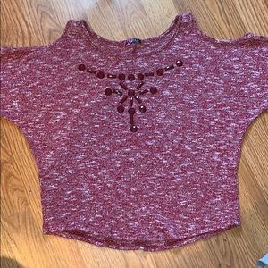 Magenta Open Shoulder Top